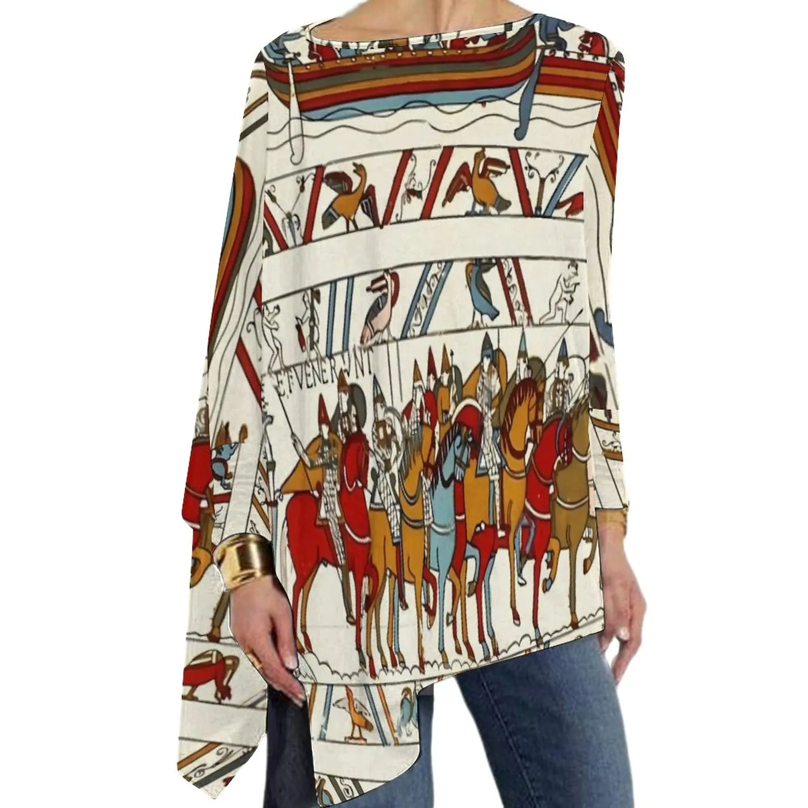 

Vintage Horse T-Shirts Animal Print Street Fashion Long Sleeve T Shirt Aesthetic Custom Tees Woman Clothing Big Size 4XL 5XL