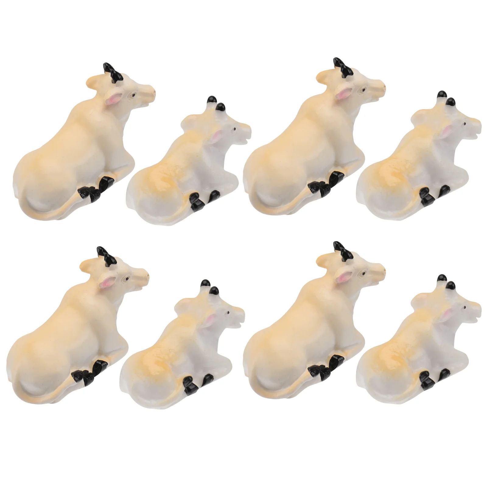 

8pcs Calf Ornaments Decors Micro-landscape Furnishings Resin Handicrafts