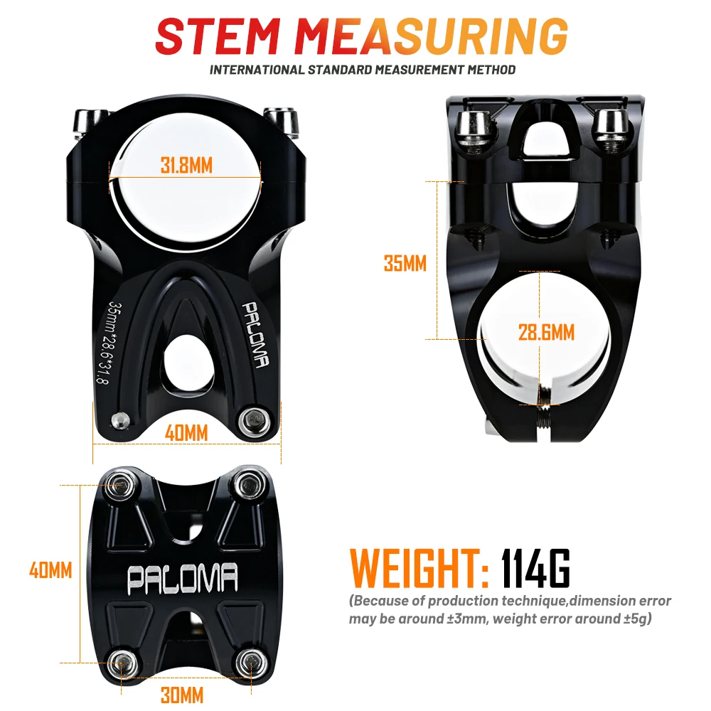 Велосипедный стержень PALOMA MTB CNC 0 градусов 35 мм руль ультралегкий короткий