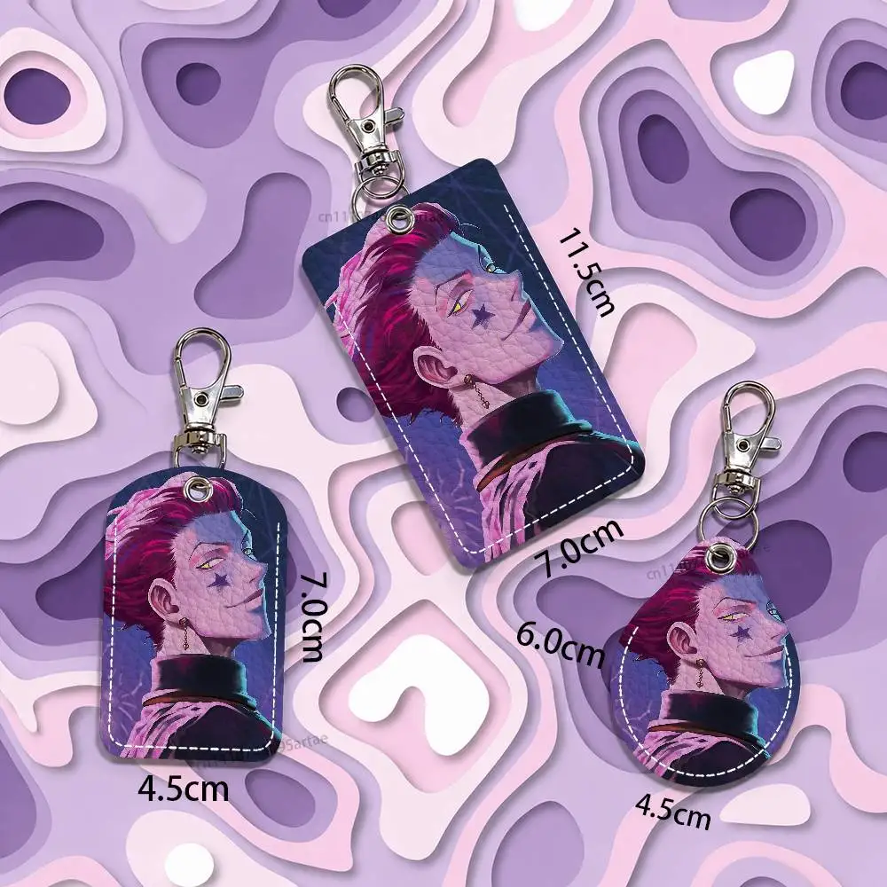 Фото H-Hunter x Hunter-S Hisoka the Magician: Прямоугольный кожаный чехол для ID-карт, брелок для ключей, держатель для пропускных карт, кольцо для ключей №5