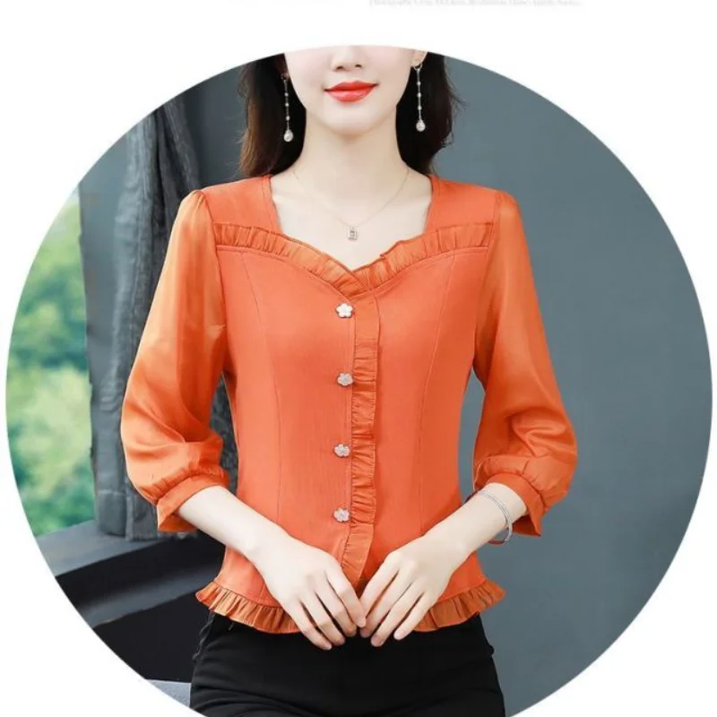 Женский пуловер на пуговицах однотонный тонкий короткий топ с V-образным вырезом