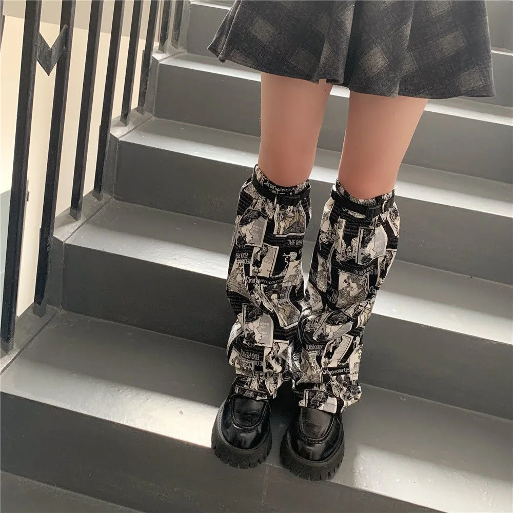 Punk Leg Cover Japanese Tokyo Harajuku Geisha Leg Sock Cool Socks JK Hot Girl Y2k Adjustment Accessories Gothic Foot Cover
