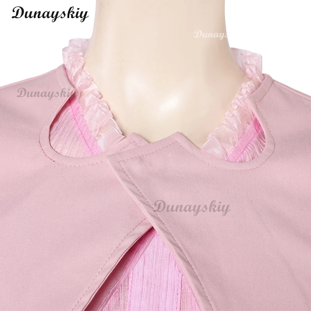 Костюм для косплея ведьмы Глинды из фильма Wiked розовое пальто с пышными рукавами