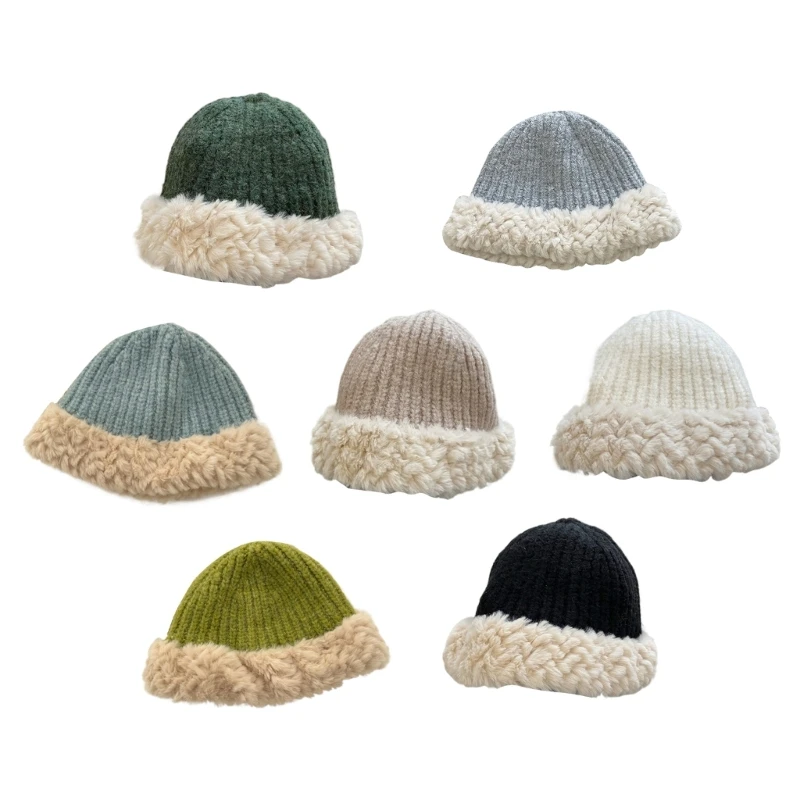 

Winter Knitted Beanie Hat for Women Soft Thicken Plush Hat for Outdoor Activity