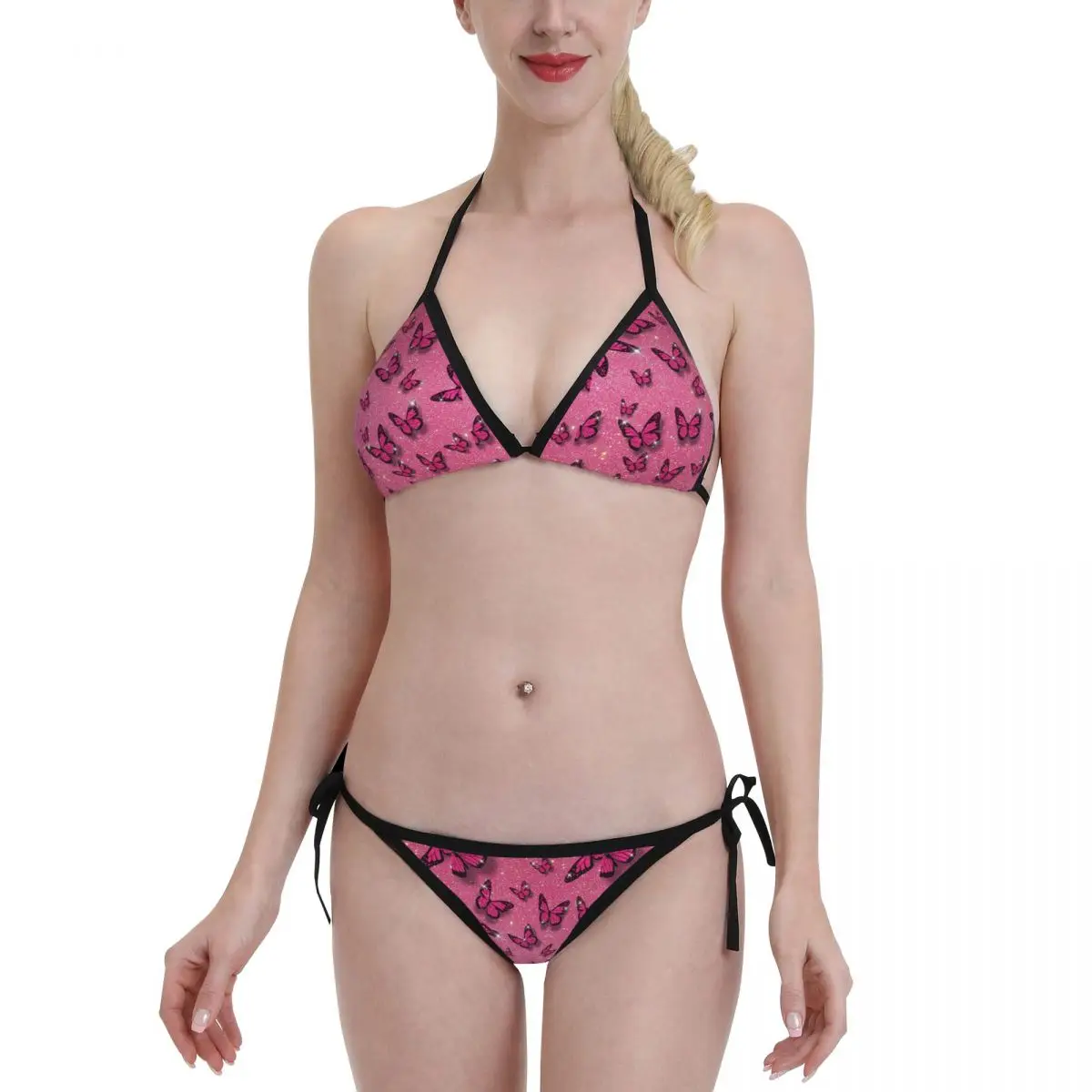 

New Women Sexy Bikini Sets Swimsuit Pink Beachwear Set Push Up Bathing Suit