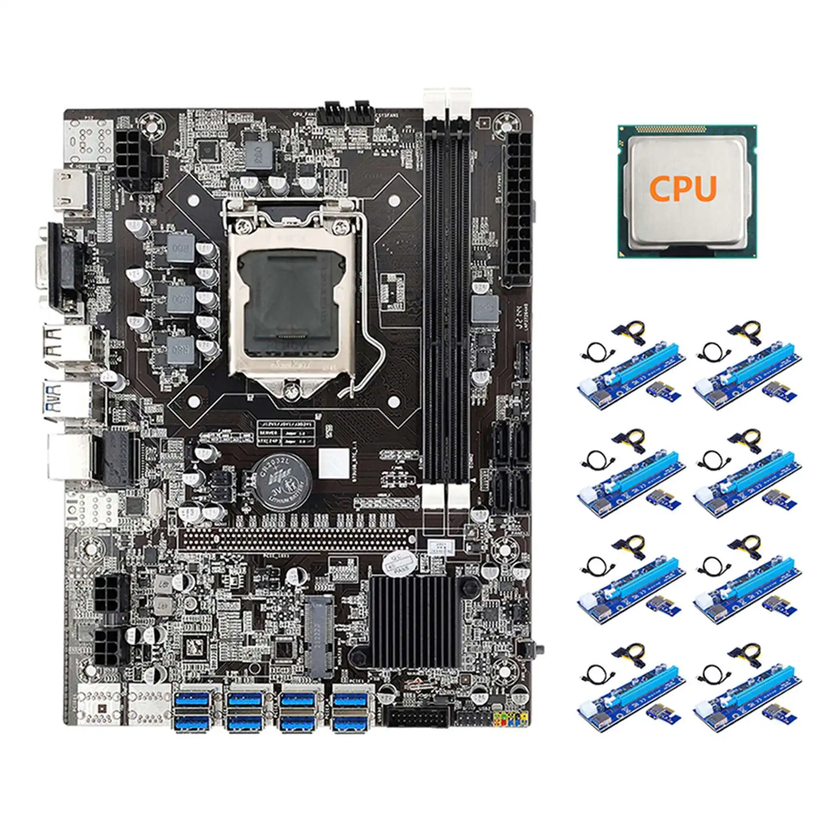 

Материнская плата для майнинга BTC B75 + CPU + 8XVER006C карта расширения LGA1155 8xpcie USB адаптер DDR3 MSATA B75 USB Майнер материнская плата