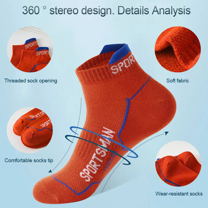 6 Pairs High Quality Socks Men's Summer Man Short Socks Breathable Ankle Socks Cotton Sports Socks Black Thin Cut Run Men Socks