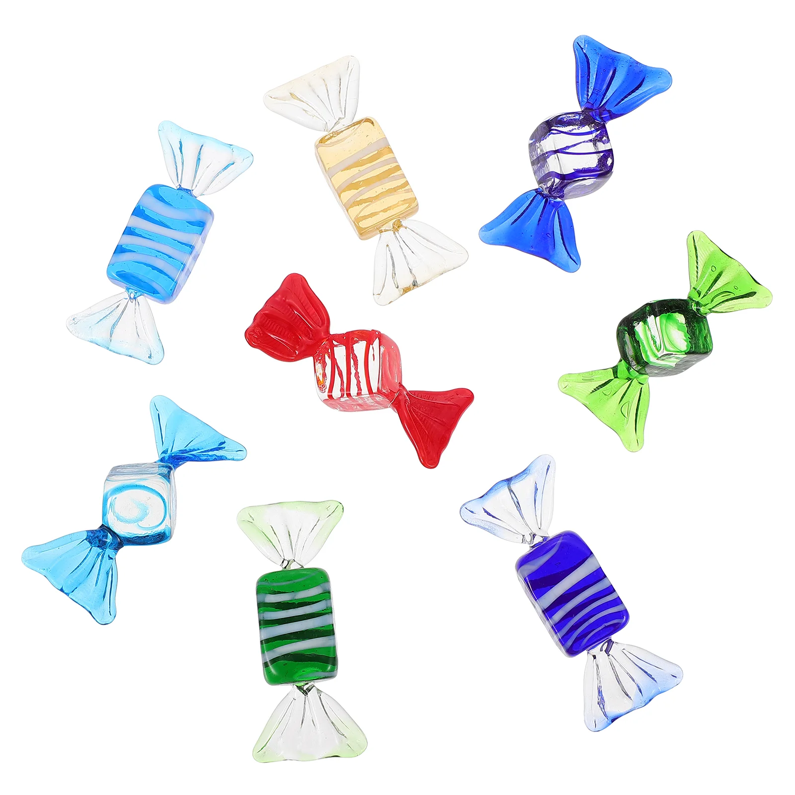 

8pcs Glass Candy Ornaments Desktop Glass Crafts Colorful Candy Decorations