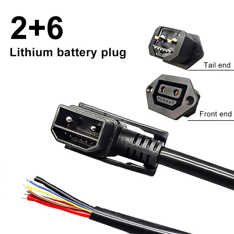 

High Power E-bike 2+6 Lithium Battery Connector Cable Male Female Plug Socket Power Charging Wire Adapter with 6pin Signal Line