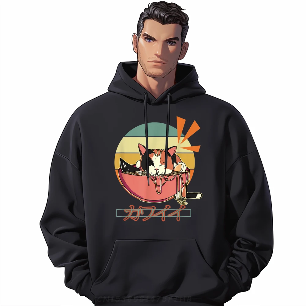 Kawaii Cat Ramen Noodles Maneki Neko Брендовая одежда Удобная для кожи и мягкая футболка с