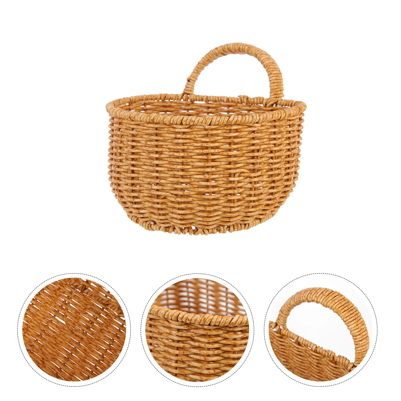 

Basket Trash Can Woven Rattan Storage Garbage Bin Bedroom Hanging Flower Home Rubbish Wastebasket Small Box Kitchen Round
