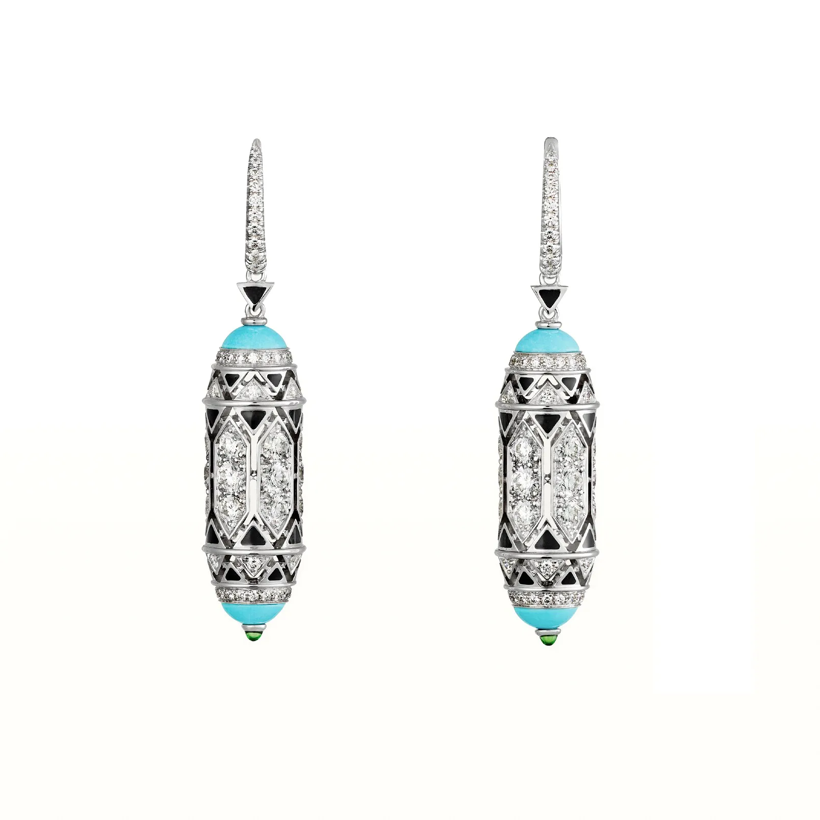 Серебро 925 пробы с позолотой, высокоуглеродистым цирконием, в стиле Cartier, с синей бирюзовой эмалью, декоративное, универсальное, в стиле ар-деко (art.: 3920dc17073ff) - 3920dc17073ff
