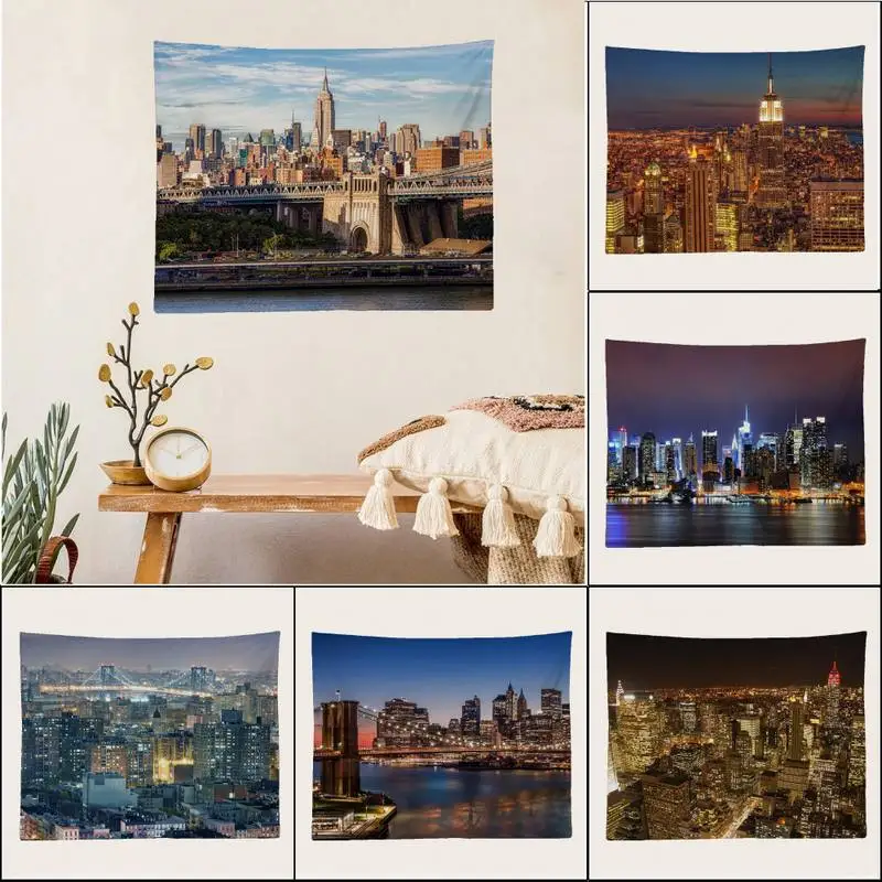 

Ночной гобелен Нью-Йорка, Художественная печать, дешевые настенные богемные гобелены в стиле хиппи