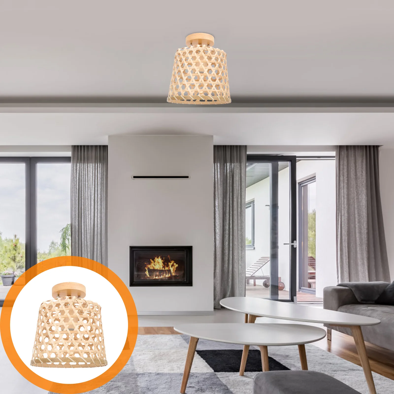 

Natural Bamboo Pendant Ceiling Lamp for Living Dining Bedroom Decor with Warm Light and Fine Workmanship