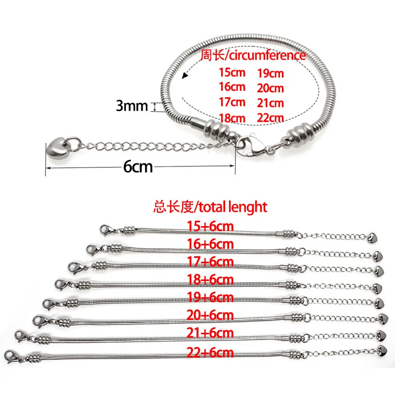 Змеиная цепочка из нержавеющей стали 316L с застежкой-карабином подходит для