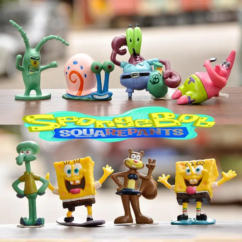 

8 шт., настольные Аниме фигурки «Губка Боб»