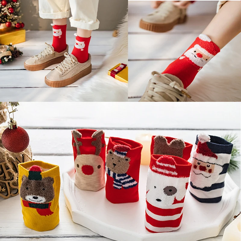 Рождественские носки с оленем Милу для женщин носки-трубы со снежинками и