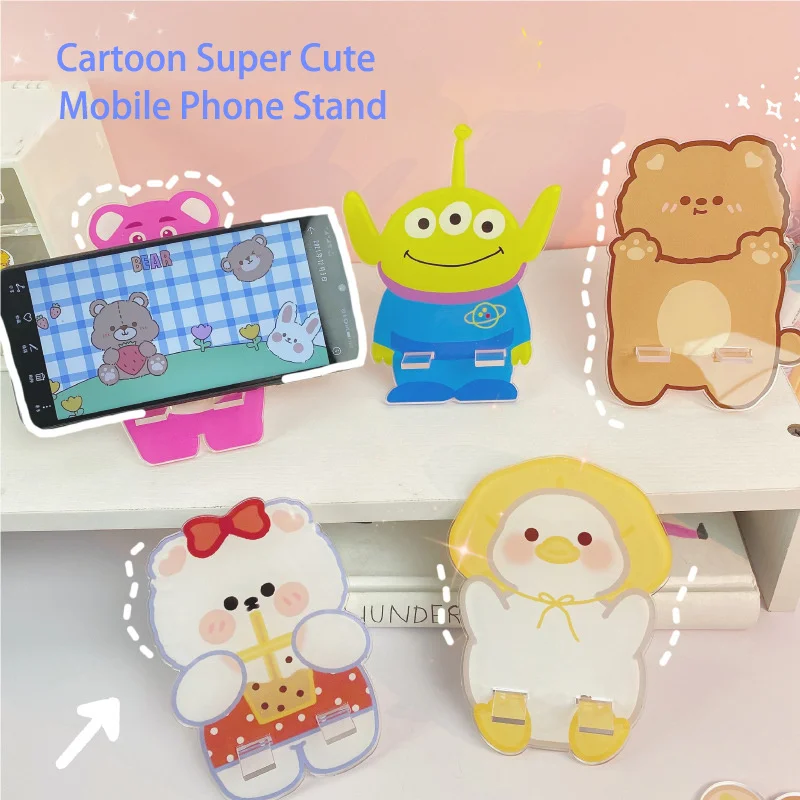 

Creative Super Cute Cartoon Bear Acrylic Material Mobile Phone Holder Lazy Person Chasing Drama Desktop Ornament Tablet Stand