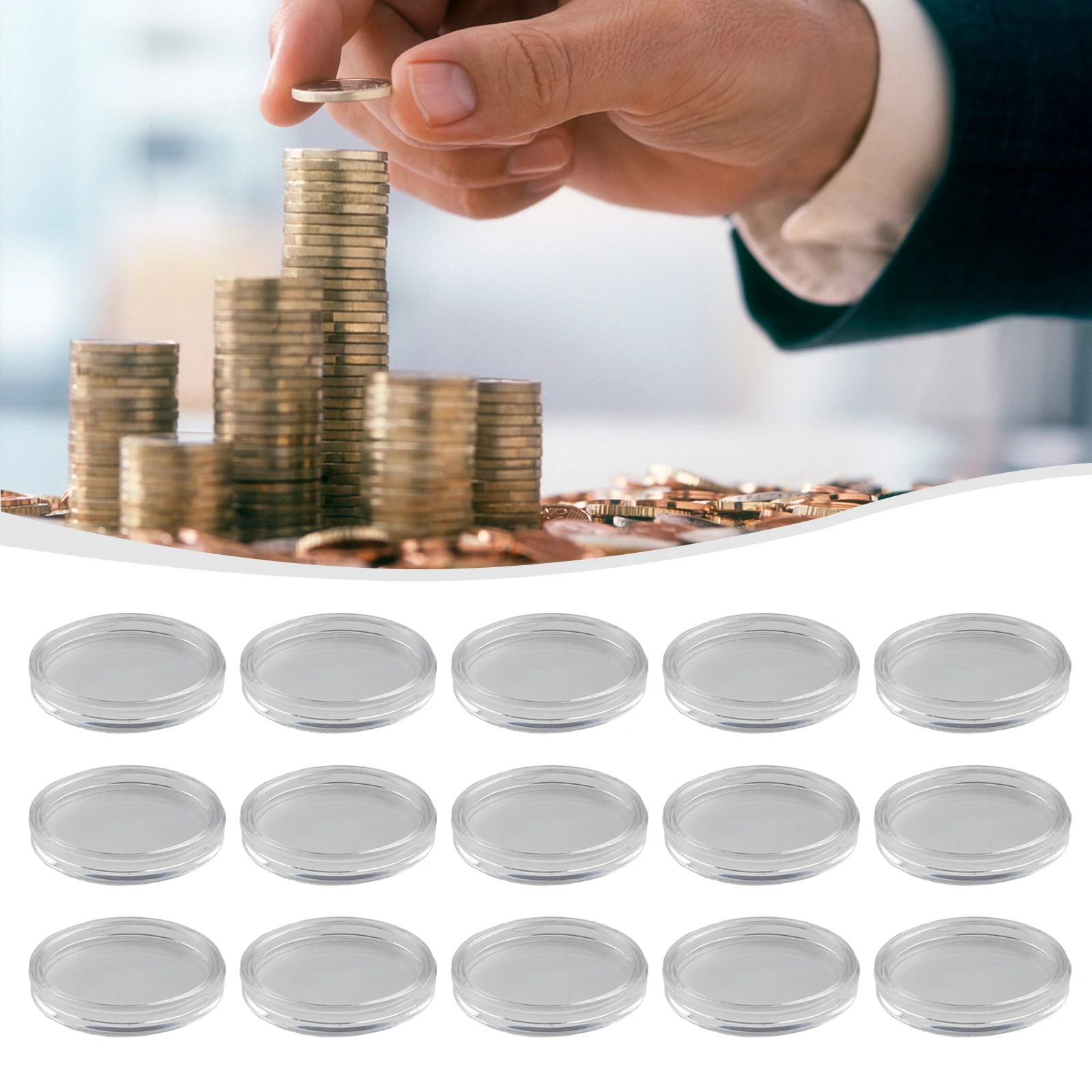 

Holder Coin Capsules Round Storage Box Transparent Useful 200pcs Accessories Coin Collection Container Durable