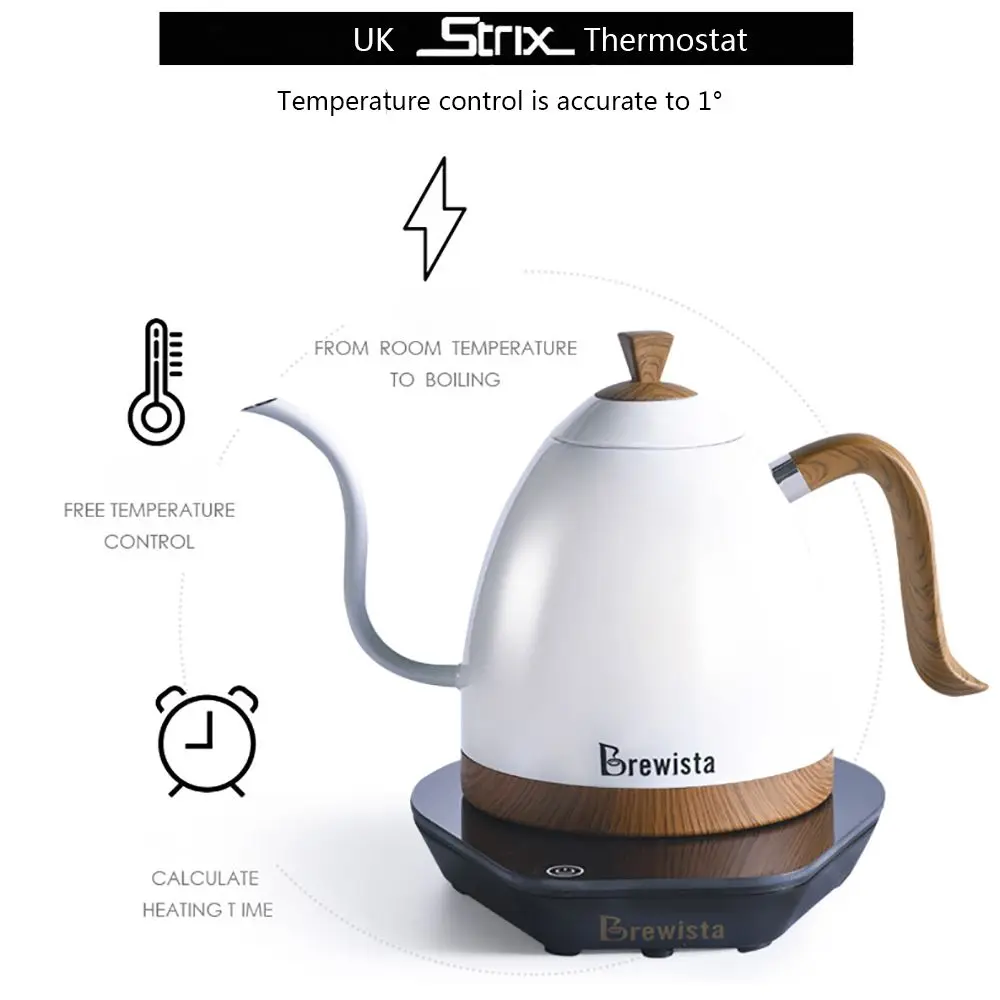Brewista Artisan Stainless Steel 304 Temperature Control 220V Coffee Kettle 600ml 1L Gooseneck Water Tea Pot