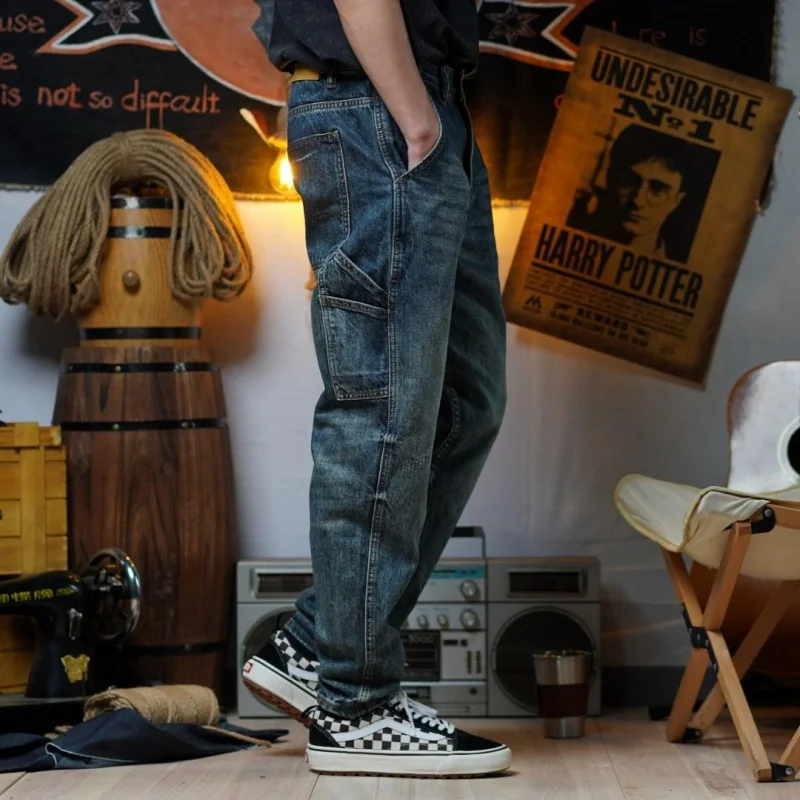 Джинсы в японском стиле мужские свободные микро-конусные уличные трендовые