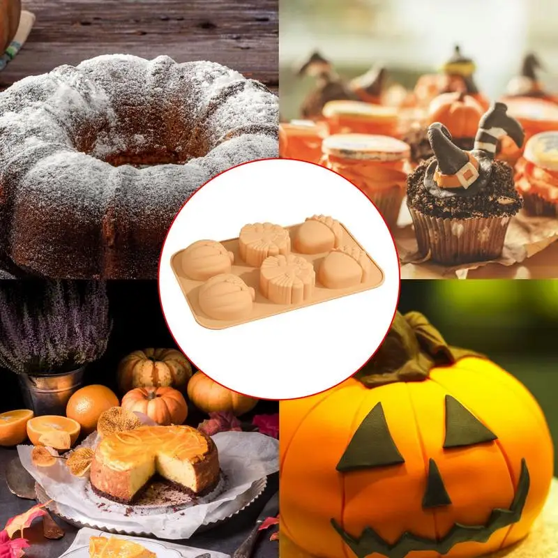 Formy silikonowe z dyni do mydła 6-wgłębieniowe jesienne formy pieczenia zbiorów Motyw czekoladowej Fondant cukierków