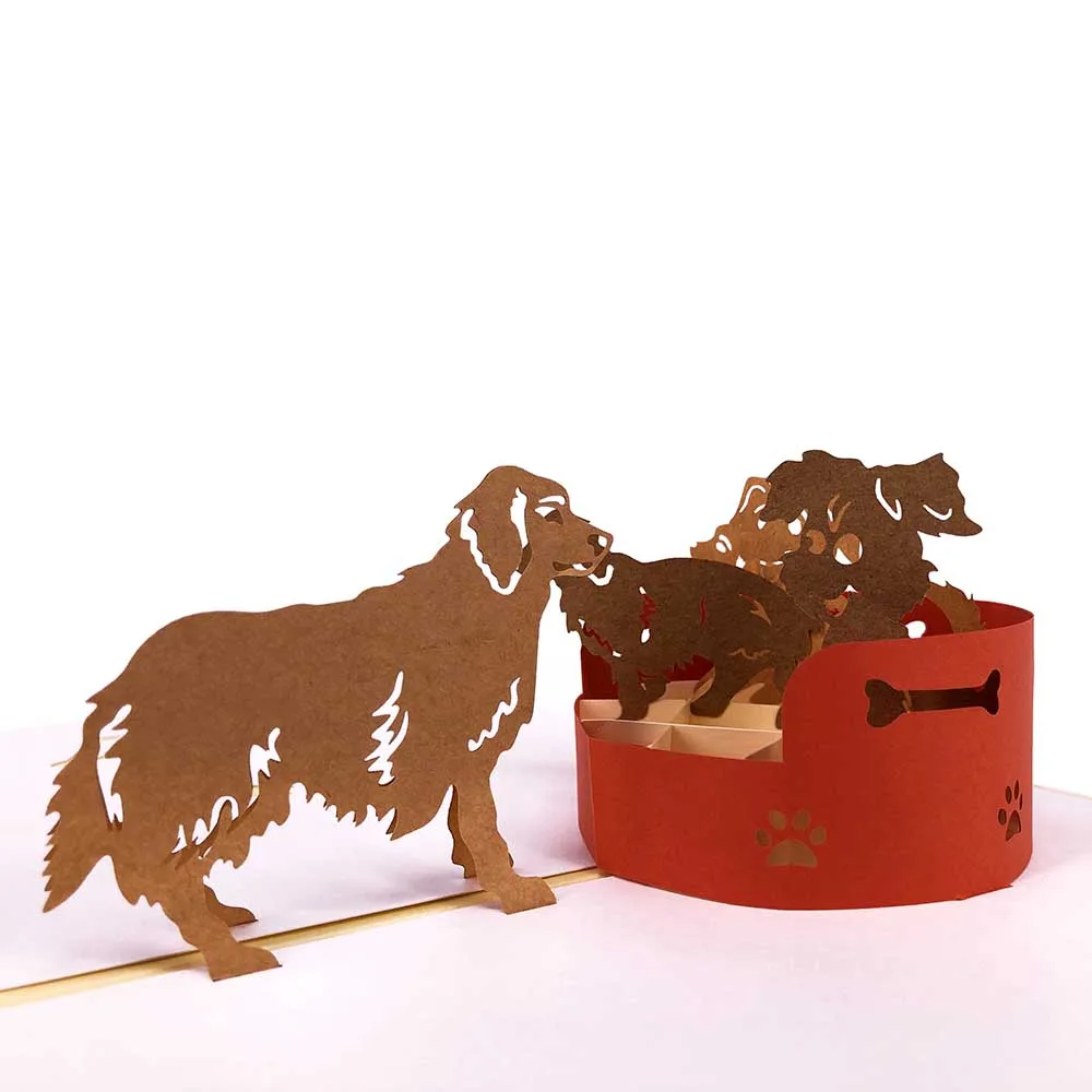 

Winpsheng OEM supplier cute puppy dog laser cut birthday 3d pop up greeting gift cards