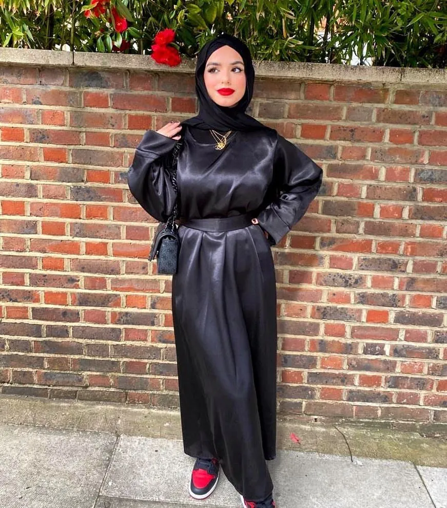 Женское однотонное платье-Кафтан с поясом свободного покроя