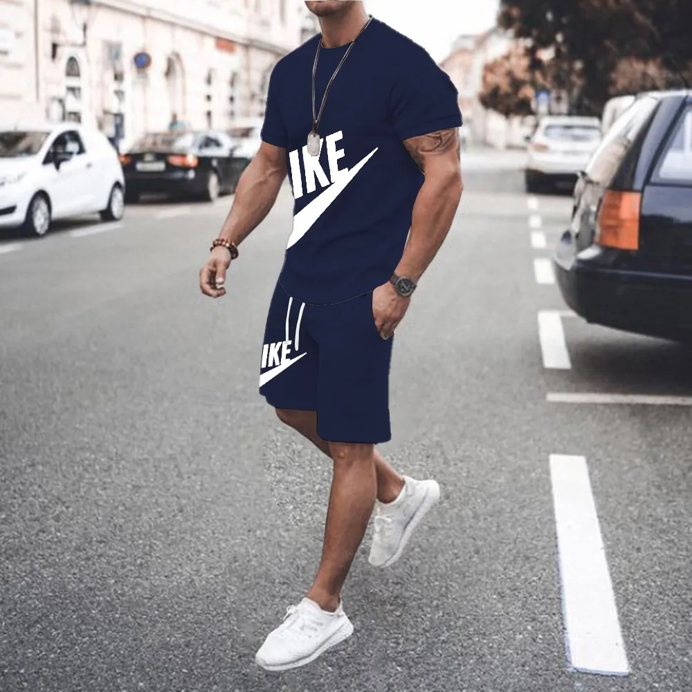 

2022 New Brand Men's Tracksuit T-shirt Shorts Suit Two Piece Sets Summer 100% Cotton Short Sleeve Leisure Sportswear