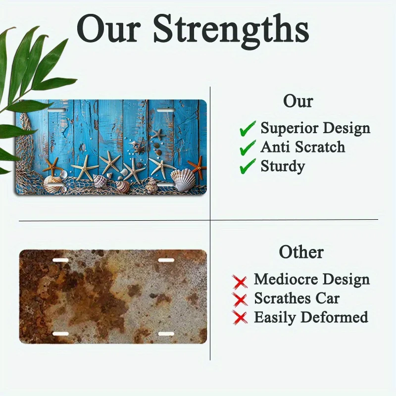 Алюминиевая крышка номерного знака с рисунком ракушки — 6X12 дюймов | Прочный
