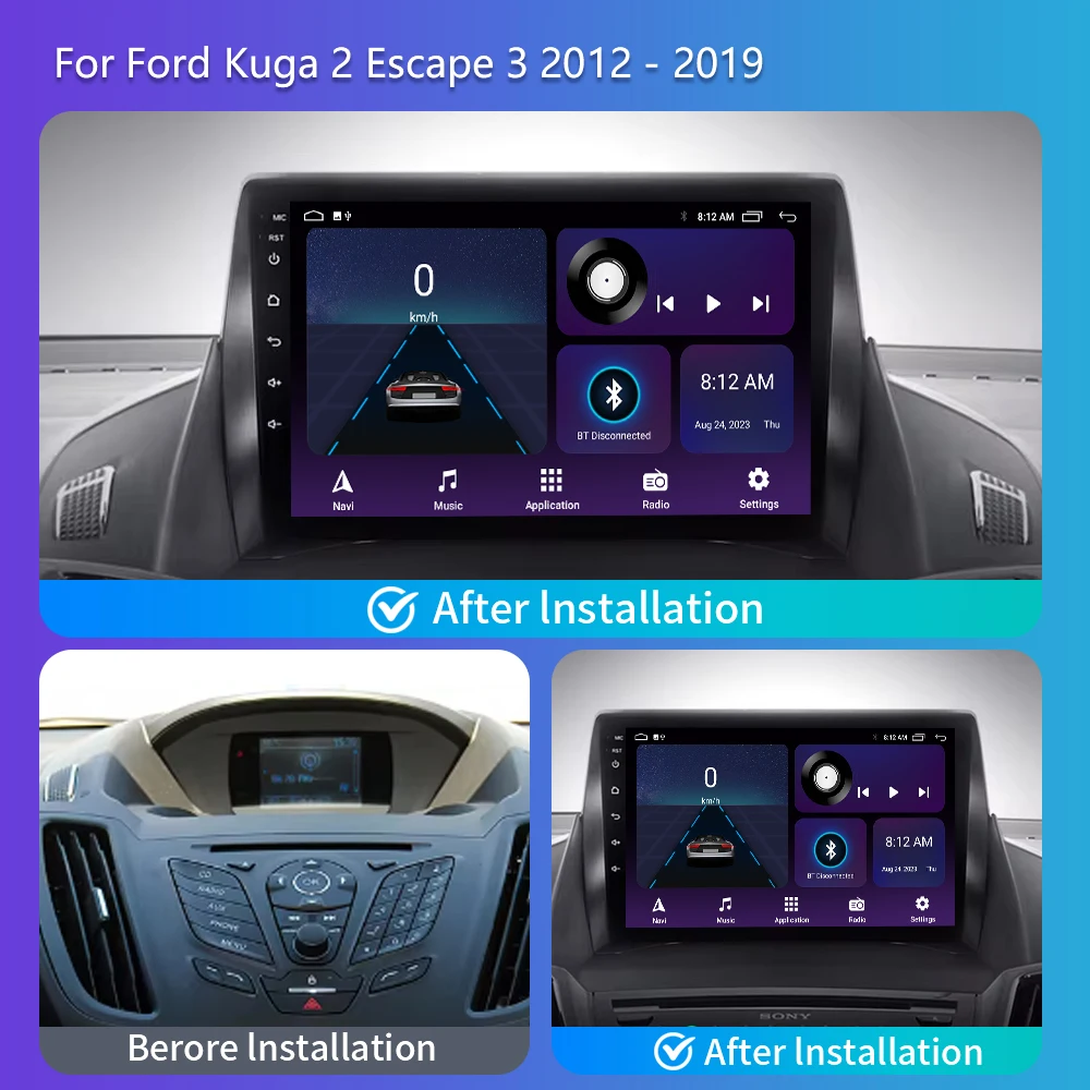 Фото Автомагнитола 2 Din Android13 для Ford C-MAX Kuga 2 Escape 3 2012-2019, мультимедийный плеер, навигация GPS, Carplay, автоголовное устройство, DVD №2