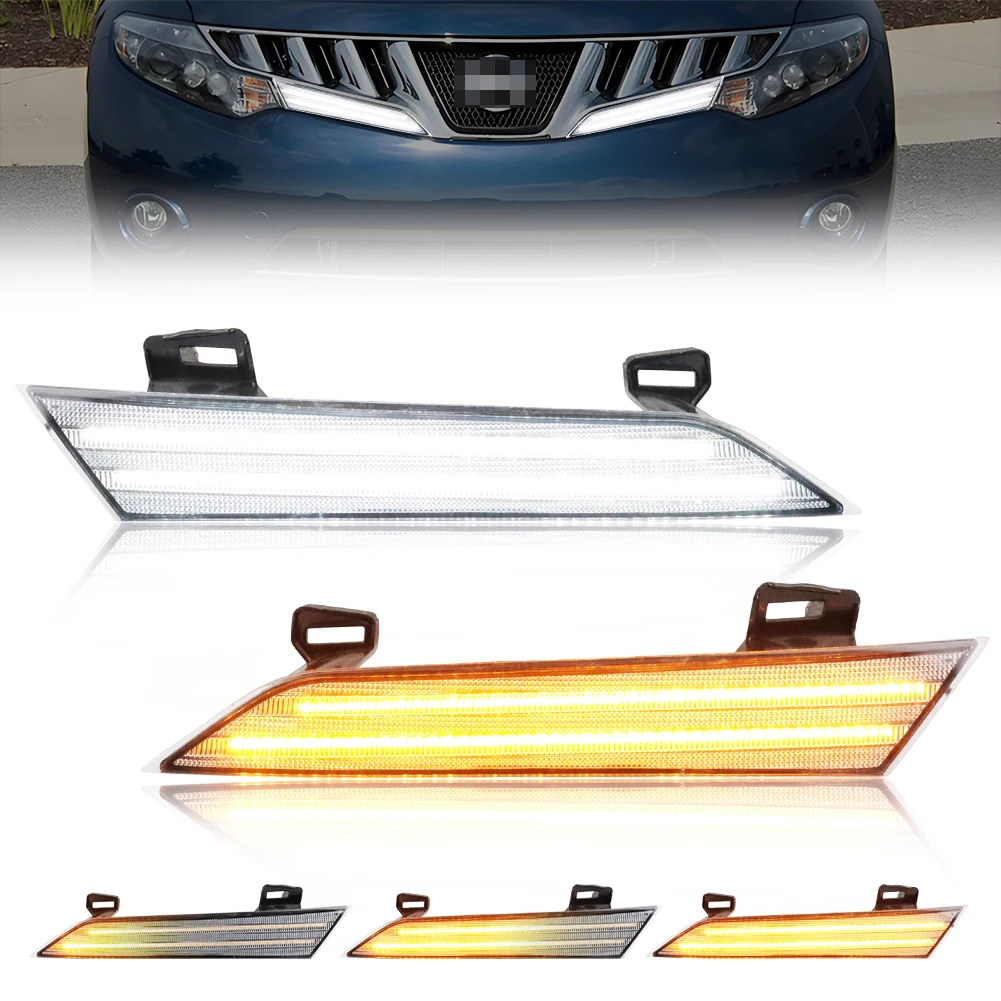 

2 шт. передние фонари-отражатели (повторители поворотников, ДХО, фары) со светодиодами для Nissan Murano 2009-2014 годов