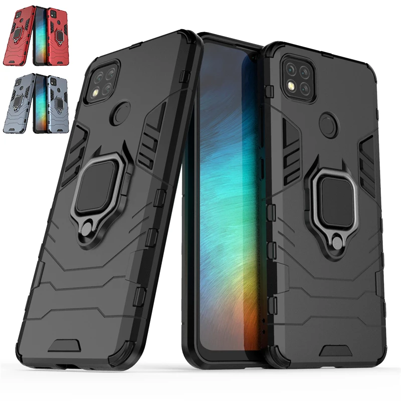 For Cover Xiaomi Redmi 10A Case Redmi 10A Capas Shockproof Phone Back KickStand Ring Magnetic Holder Cover For Redmi 10A Fundas