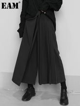 Eam-pantalones de pierna ancha plisados para mujer...