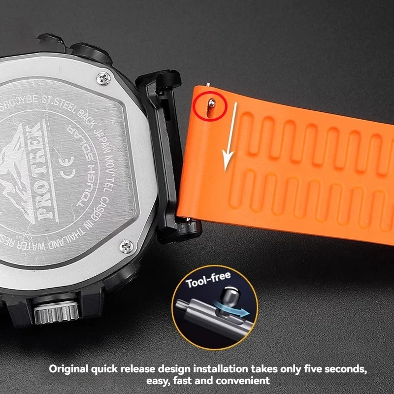 Фото Ремешок для часов из фторкаучука премиум-класса 23 мм для Casio PRW-6900/6800/3400 серии PRJ-B001, мужской быстросъемный ремешок для часов №3