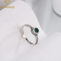 xiyanike vintage thai silver green zircon open cuff finger rings for women girl new fashion jewelry gift party %d0%ba%d0%be%d0%bb%d1%8c%d1%86%d0%be %d0%b6%d0%b5%d0%bd%d1%81%d0%ba%d0%be%d0%b5