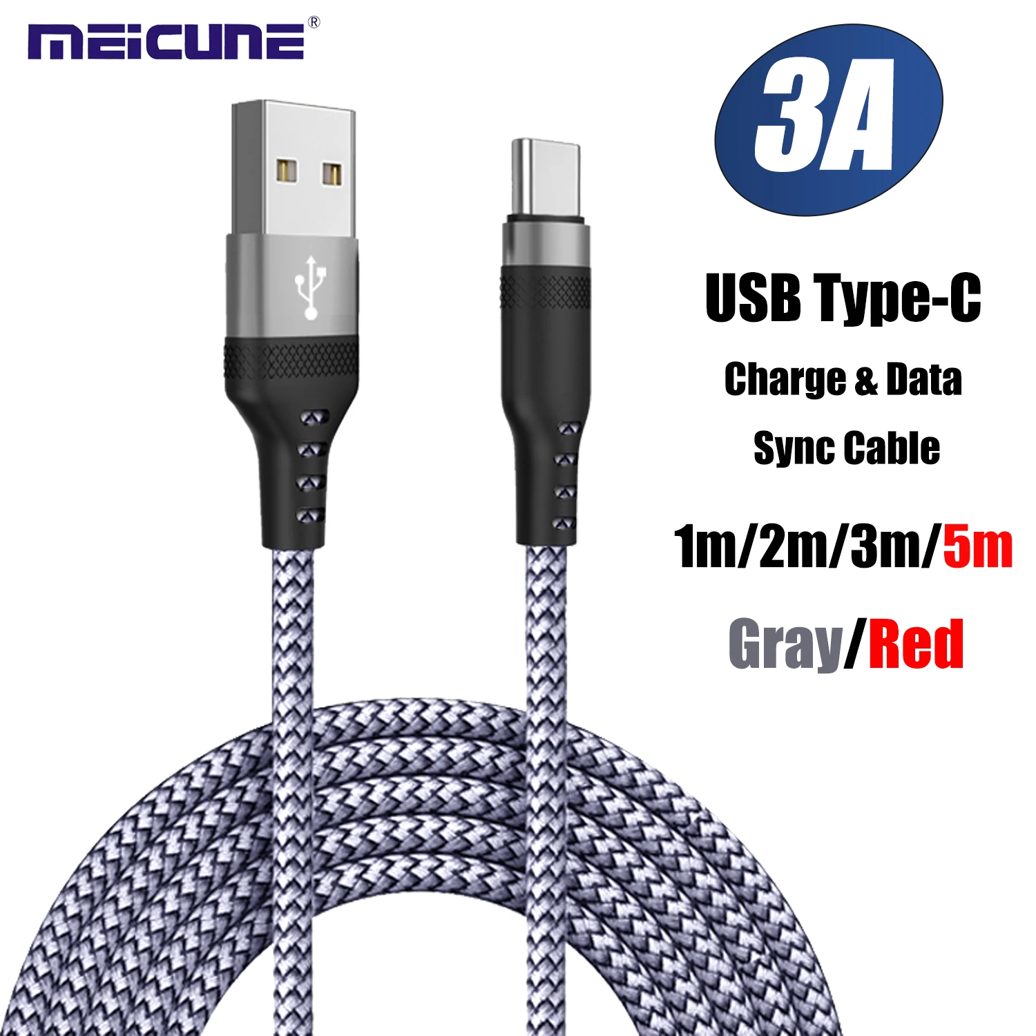Кабель USB Type-C для Samsung S22 Ultra S20 S10 A72s 3A, кабели для быстрой зарядки с USB типа C длиной 1 м/2 м/3 м/5 м, кабель для передачи данных