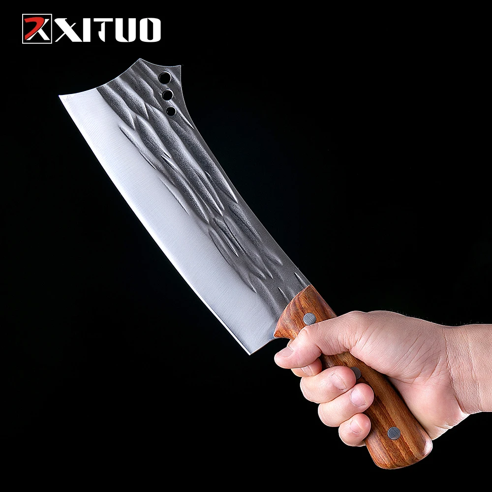 

Утолщенные ножи для костей XITUO из высокоуглеродистой стали, кованый острый нож для резки дерева, овощей, мяса, уличный Универсальный нож с ру...