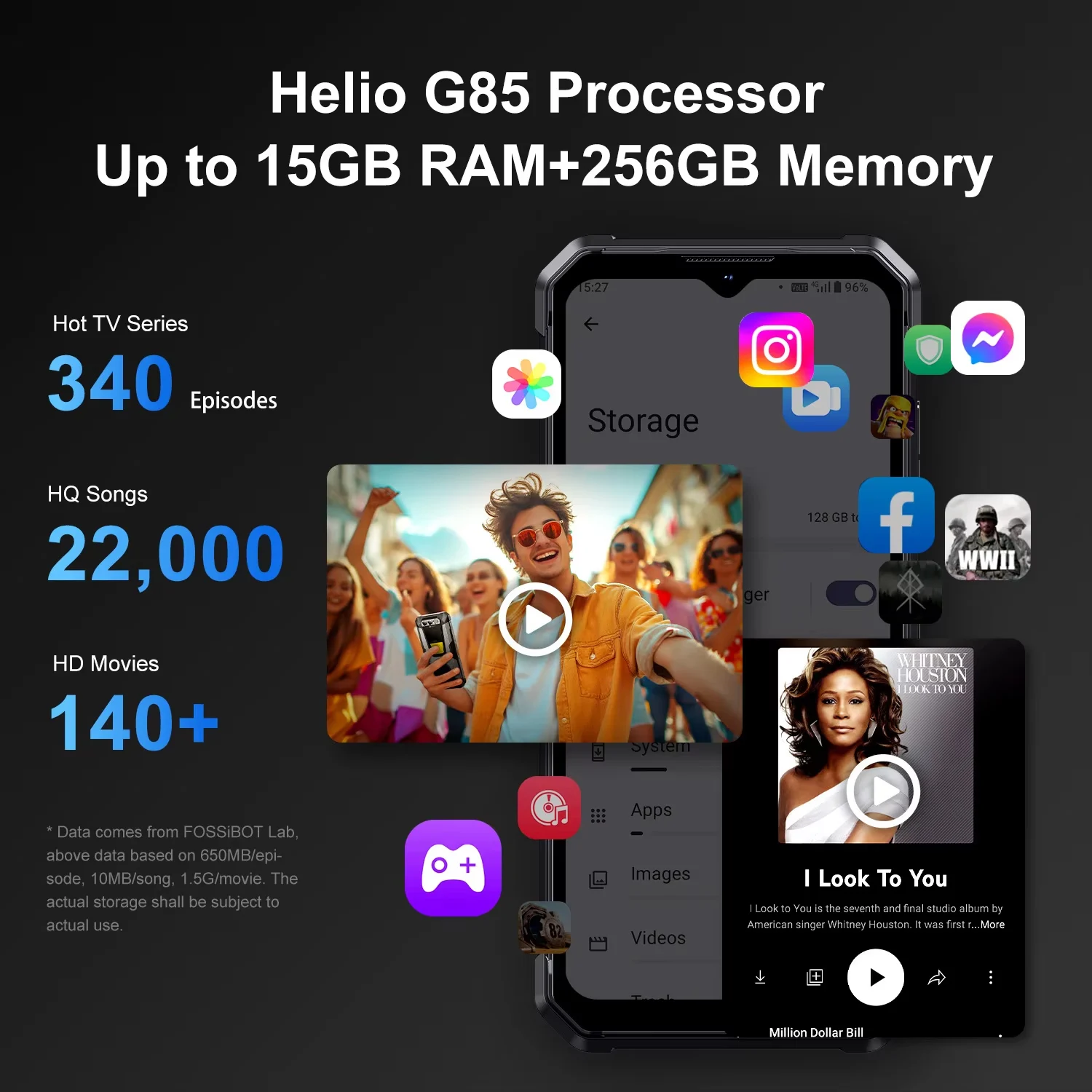 Фото Прочный смартфон FOSSiBOT F106 PRO 4G Android 14 15 ГБ (8 + 7 ГБ расширенный) 256 ГБ ПЗУ 12000 мАч 48 МП 30 Вт 6,58 дюймов FHD + мобильный телефон NFC №5