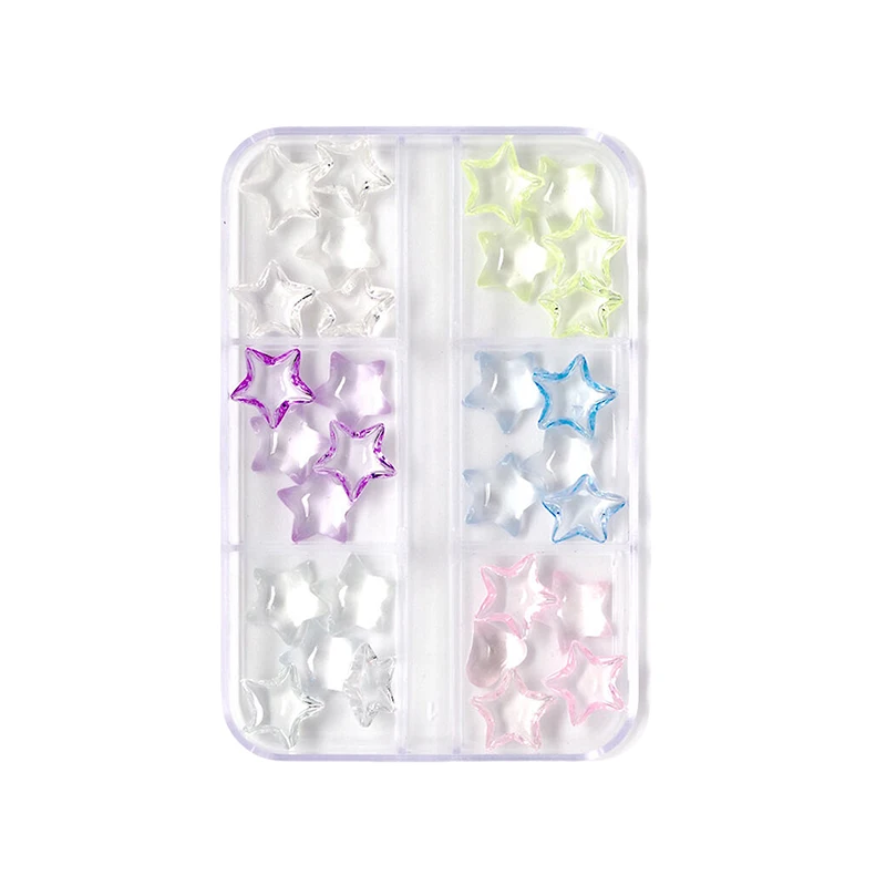 6 сеток/коробка ледяная прозрачная пентаграмма подвески для дизайна ногтей смола