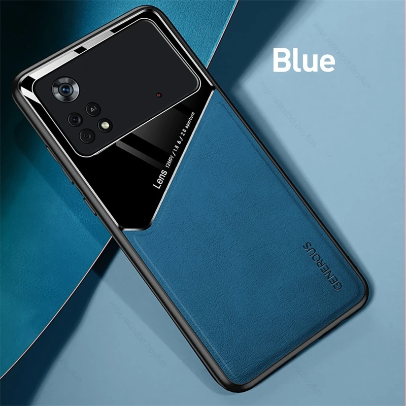 

X4Pro Case Leather Texture Car Magnetic Holder Cover For Pocophone Little Poco X 4 X4 Pro 5G NFC Silicone Frame Shockproof