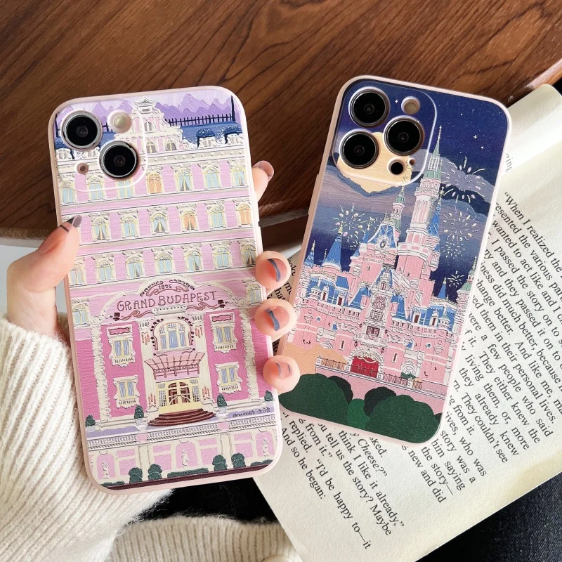 

insWind Pink CastleFor iPhone13proPhone Case Advanced Sense8plusDrop-Resistant Female Girlfriends12promaxSilicone softxsmaxCasex