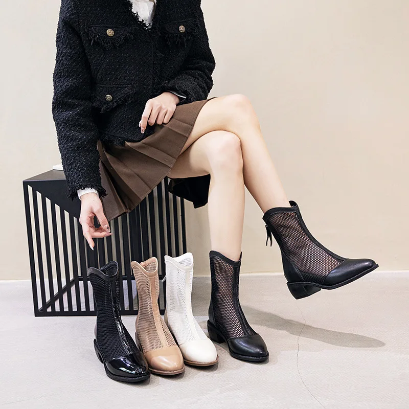 

Женские сетчатые босоножки со средней подошвой, открытые босоножки с острым носком, Размеры 33-38, обувь для студентов, Новинка лета 2023