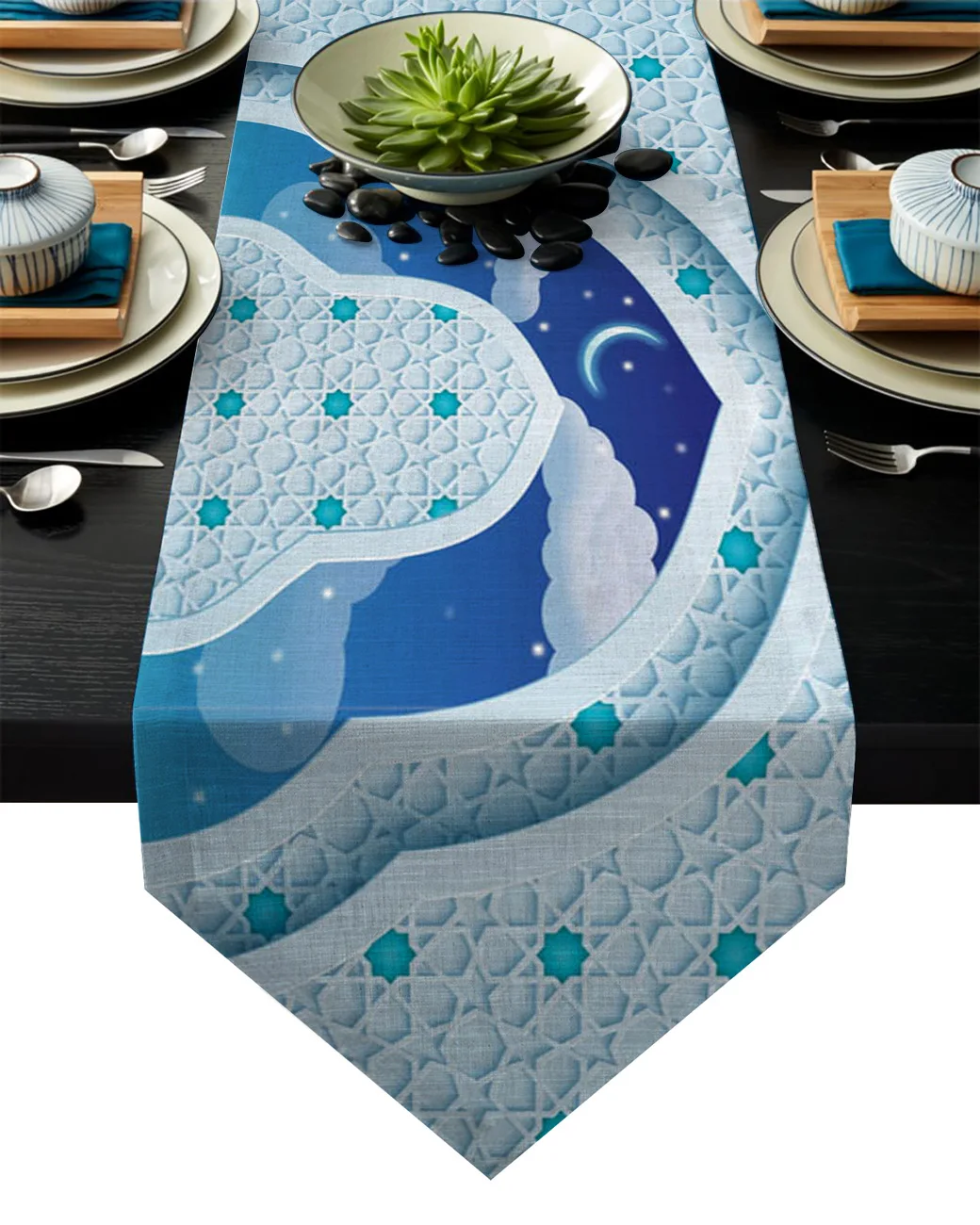 

Moon Starry Sky Clouds Fantasy Stars Geometry Table Runner Table Flag Home Party Decorative Tablecloth Table Runners