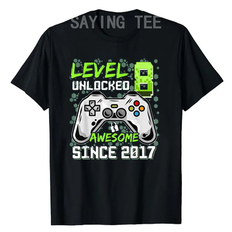 Уровень 8 разблокированный потрясающий с 2017 г. игровая футболка для мальчиков на