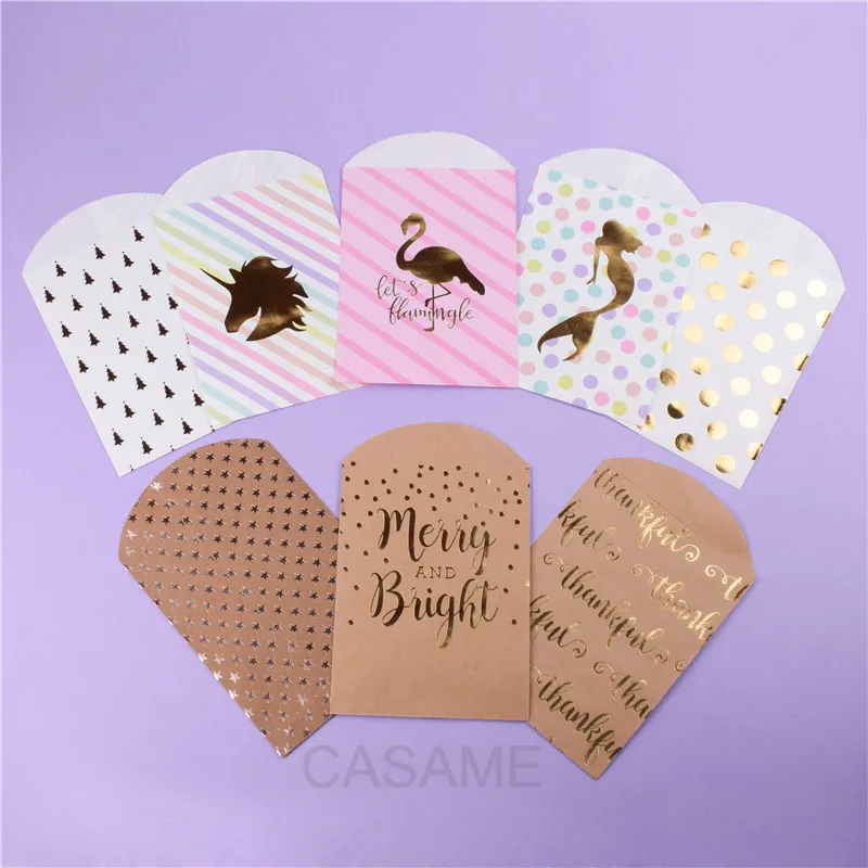 

Бумажные подарочные пакеты с единорогом, розовые, мешок для конфет Рождество, 20 шт.