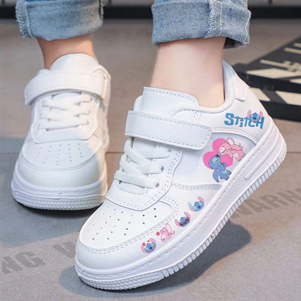 Stitch Disney Children Sneakers Cartoon Girl Student Soft Casual Shoes Sports Shoes Student Running Shoes Size