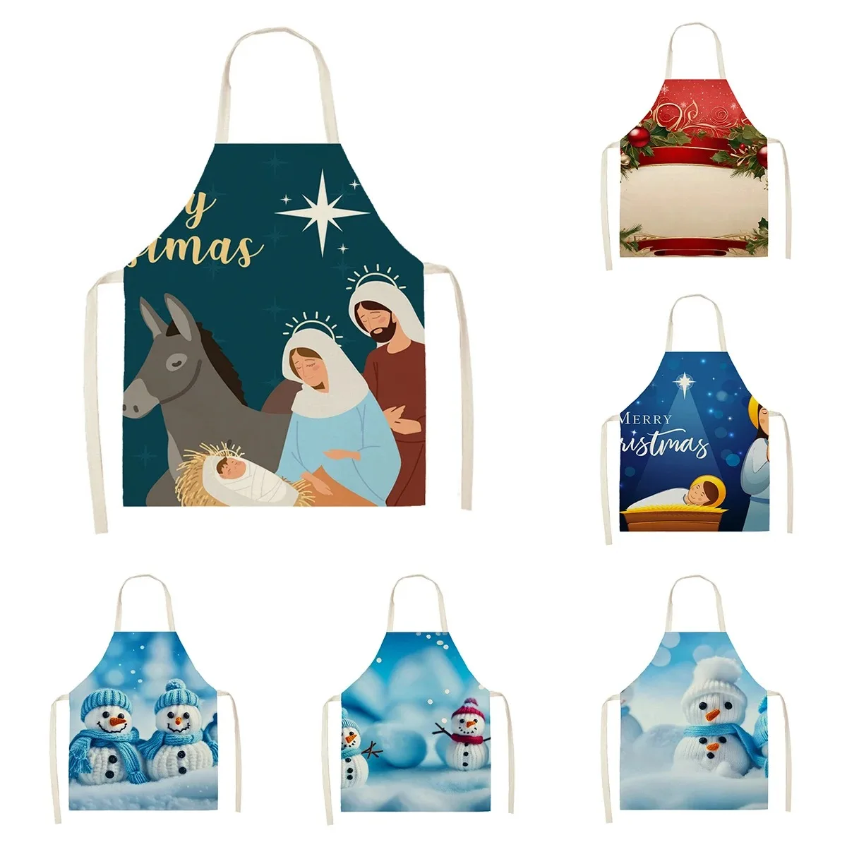 Новый рождественский Льняной Фартук с рисунком ежедневник без рукавов