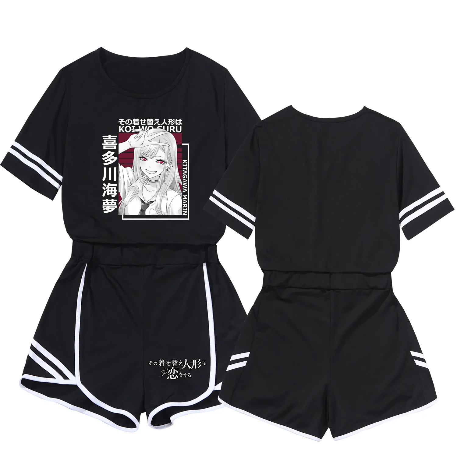 

Повседневный хлопковый летний комплект из 2 предметов с моим платьем, женская футболка с коротким рукавом, Свободный Классический Спортивн...