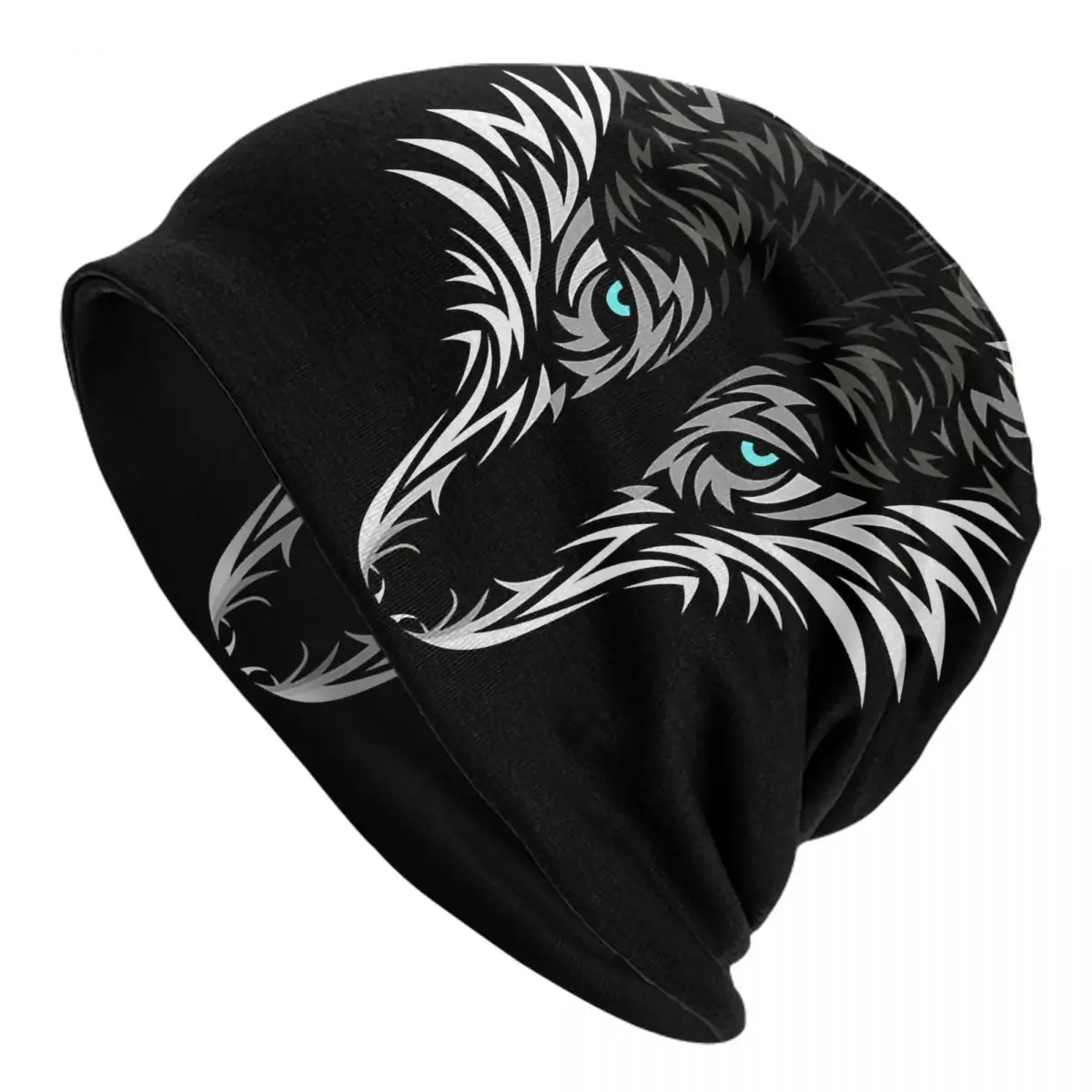 Tribal Wolf Face Caps Men Women Unisex Streetwear Winter Warm Knit Hat Adult funny Hats